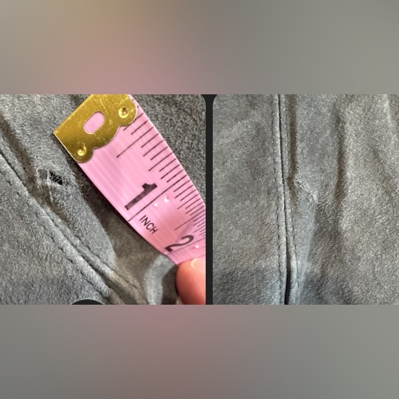 Carlos Falchi Y2K Gray Genuine Leather Suede Tie Front Jacket Laser Cut Size M - Picture 8 of 8